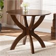 Bowery Hill Rubberwood Walnut Brown Dining Table Round Sculptural Base 35.4