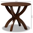 Bowery Hill Rubberwood Walnut Brown Dining Table Round Sculptural Base 35.4