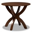 Bowery Hill Rubberwood Walnut Brown Dining Table Round Sculptural Base 35.4
