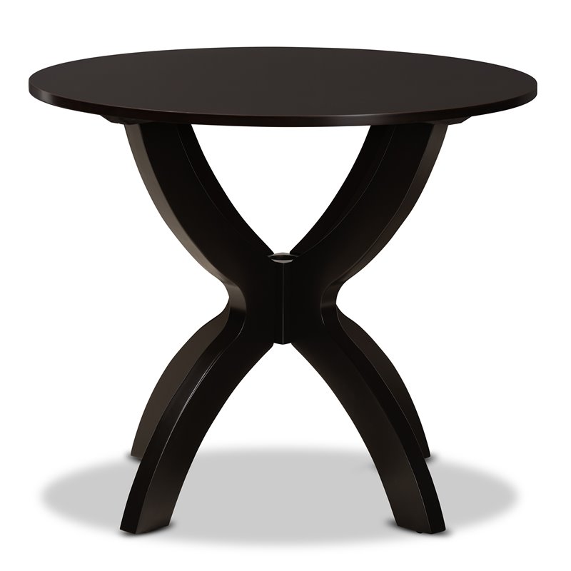 Bowery Hill Dark Brown Finished 35-Inch-Wide Round Wood Dining Table