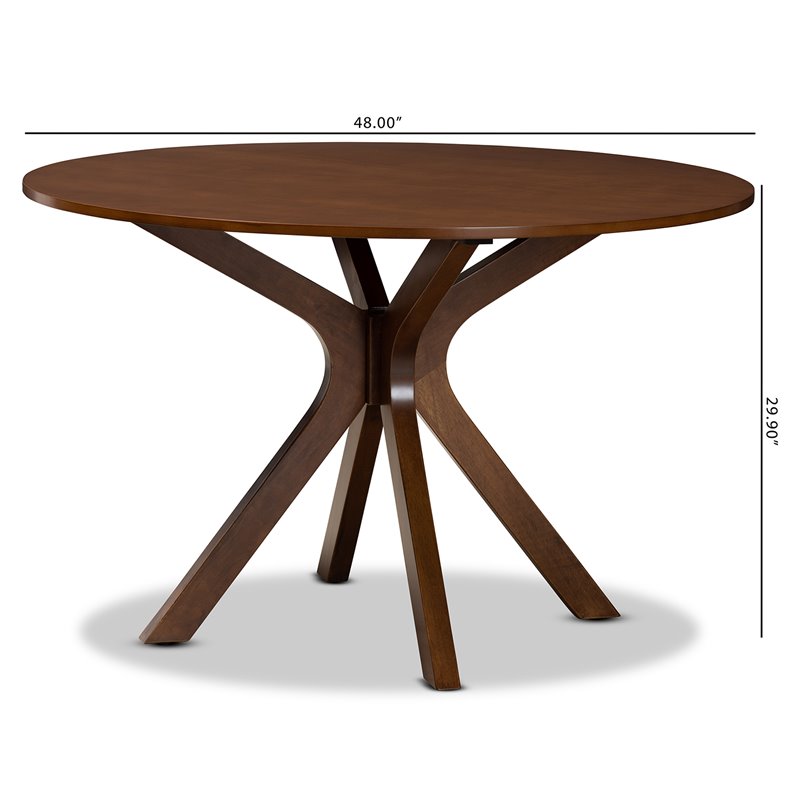 Bowery Hill Rubberwood Walnut Brown Dining Table Round 47.2