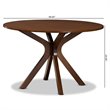 Bowery Hill Rubberwood Walnut Brown Dining Table Round 47.2