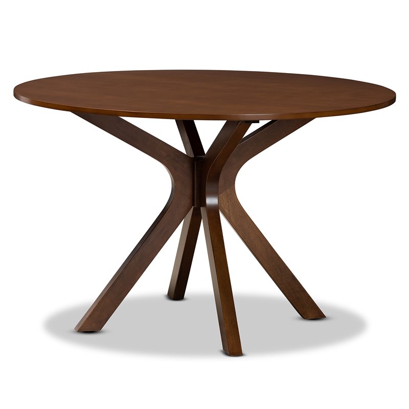 Bowery Hill Rubberwood Walnut Brown Dining Table Round 47.2