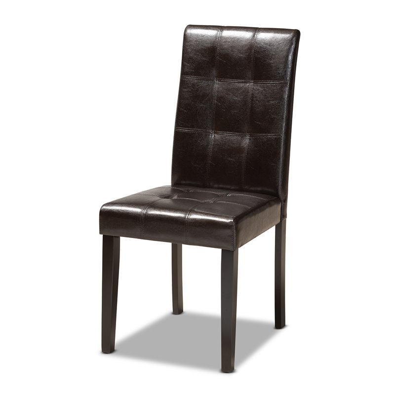 Bowery Hill Dark Brown Faux Leather Upholstered Wood 5-Piece Dining Set