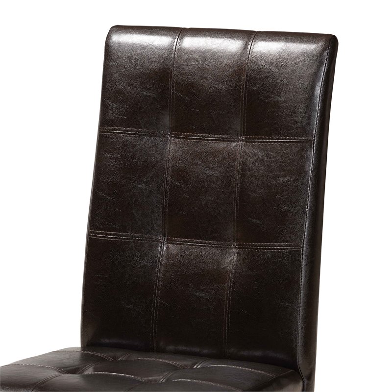 Bowery Hill Dark Brown Faux Leather Upholstered Wood 5-Piece Dining Set