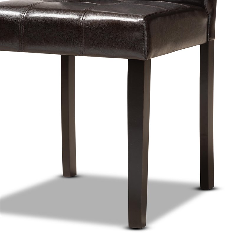 Bowery Hill Dark Brown Faux Leather Upholstered Wood 5-Piece Dining Set