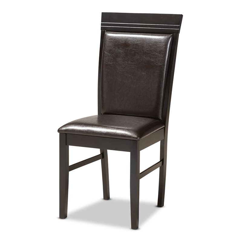 Bowery Hill Dark Brown Faux Leather Upholstered Wood 5-Piece Dining Set