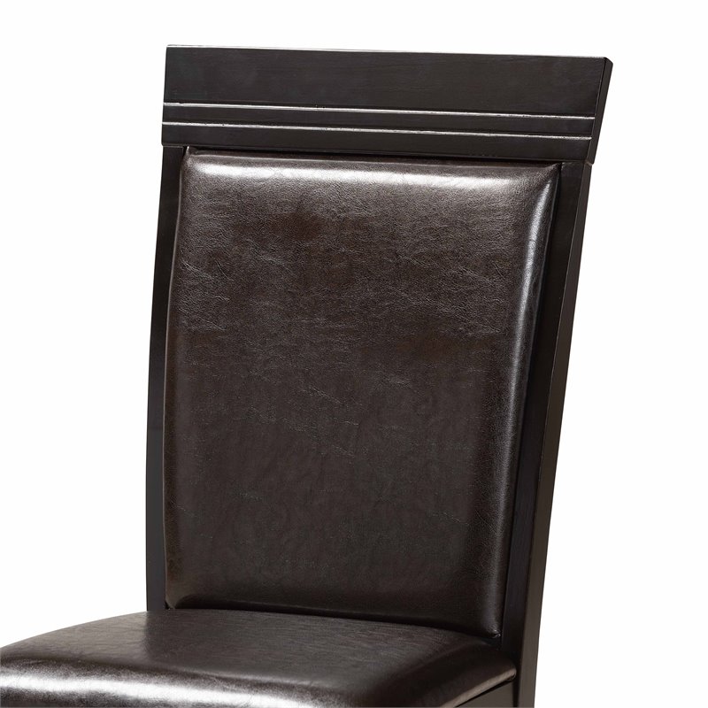 Bowery Hill Dark Brown Faux Leather Upholstered Wood 5-Piece Dining Set