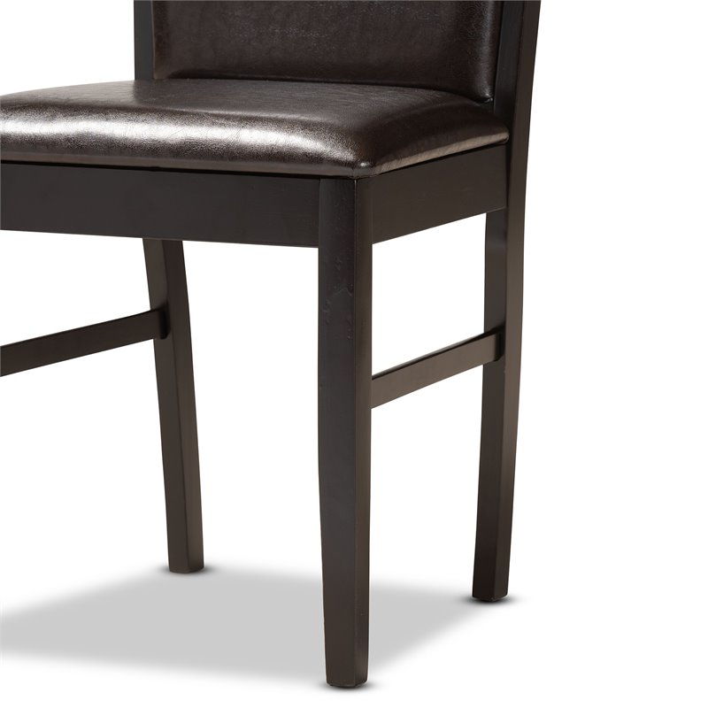 Bowery Hill Dark Brown Faux Leather Upholstered Wood 5-Piece Dining Set