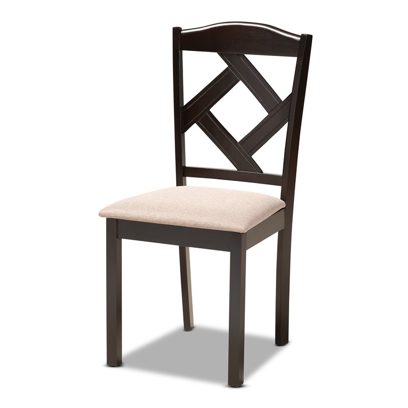 Bowery Hill Sand Fabric Dark Brown Finished Wood 5-Piece Dining Set
