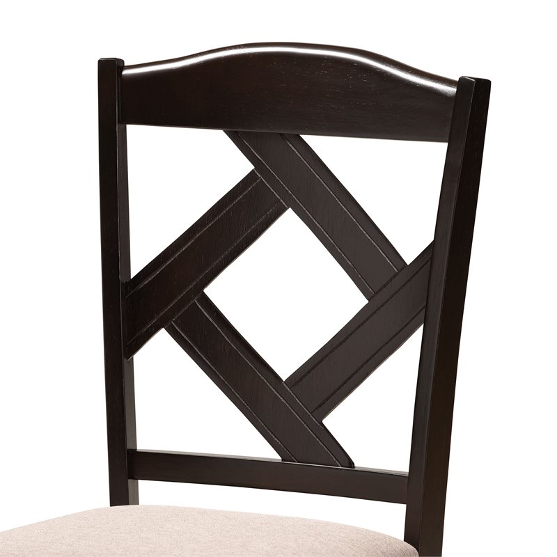 Bowery Hill Sand Fabric Dark Brown Finished Wood 5-Piece Dining Set