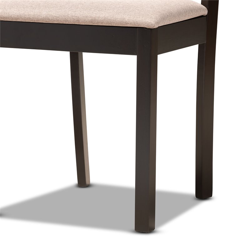 Bowery Hill Sand Fabric Dark Brown Finished Wood 5-Piece Dining Set