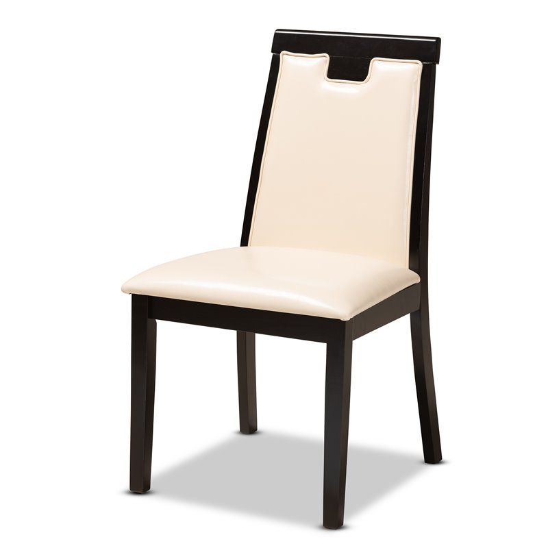 Bowery Hill Beige Faux Leather Upholstered Wood 5-Piece Dining Set