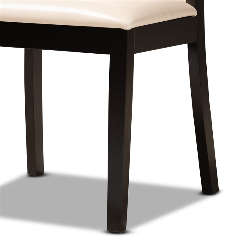 Bowery Hill Beige Faux Leather Upholstered Wood 5-Piece Dining Set