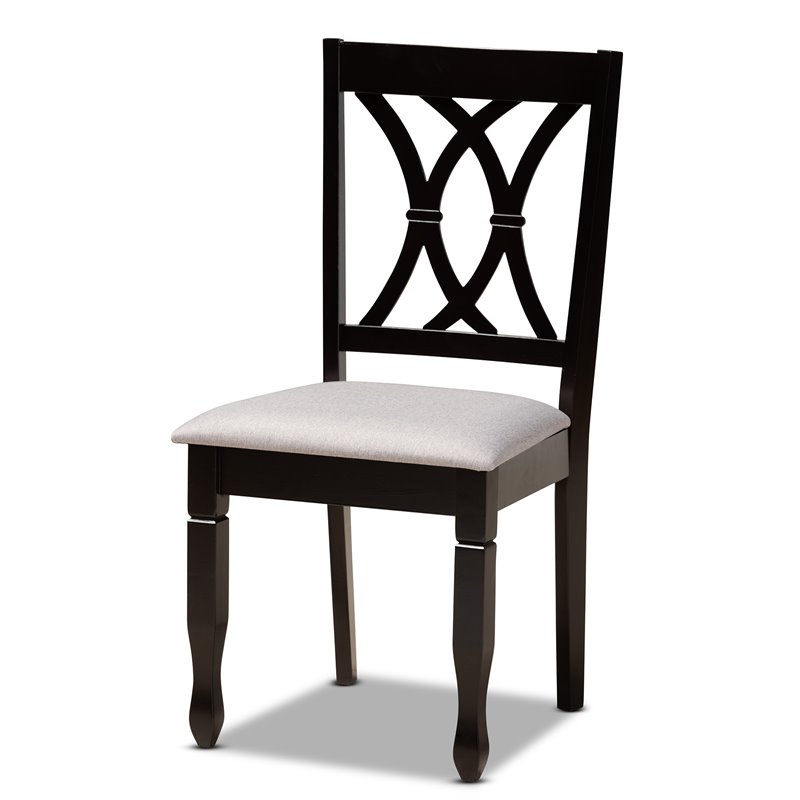Bowery Hill Gray Fabric and Dark Brown Finished Wood 5-Piece Dining Set