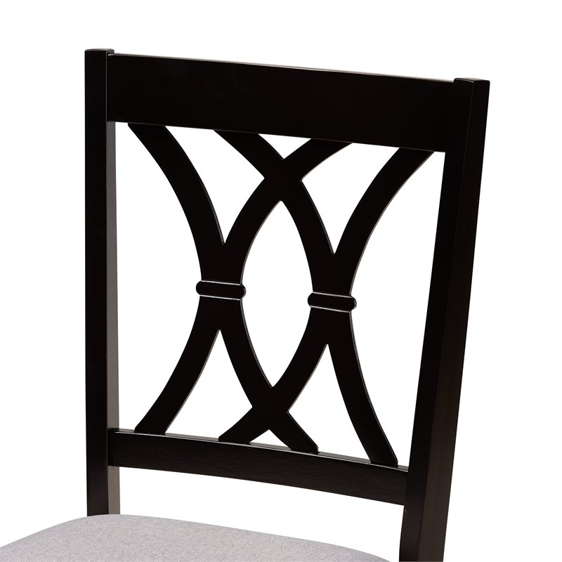 Bowery Hill Gray Fabric and Dark Brown Finished Wood 5-Piece Dining Set