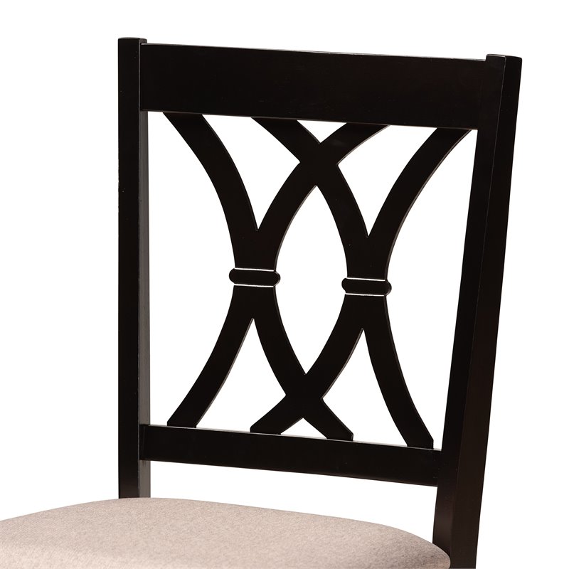 Bowery Hill Sand Fabric and Dark Brown Finished Wood 5-Piece Dining Set