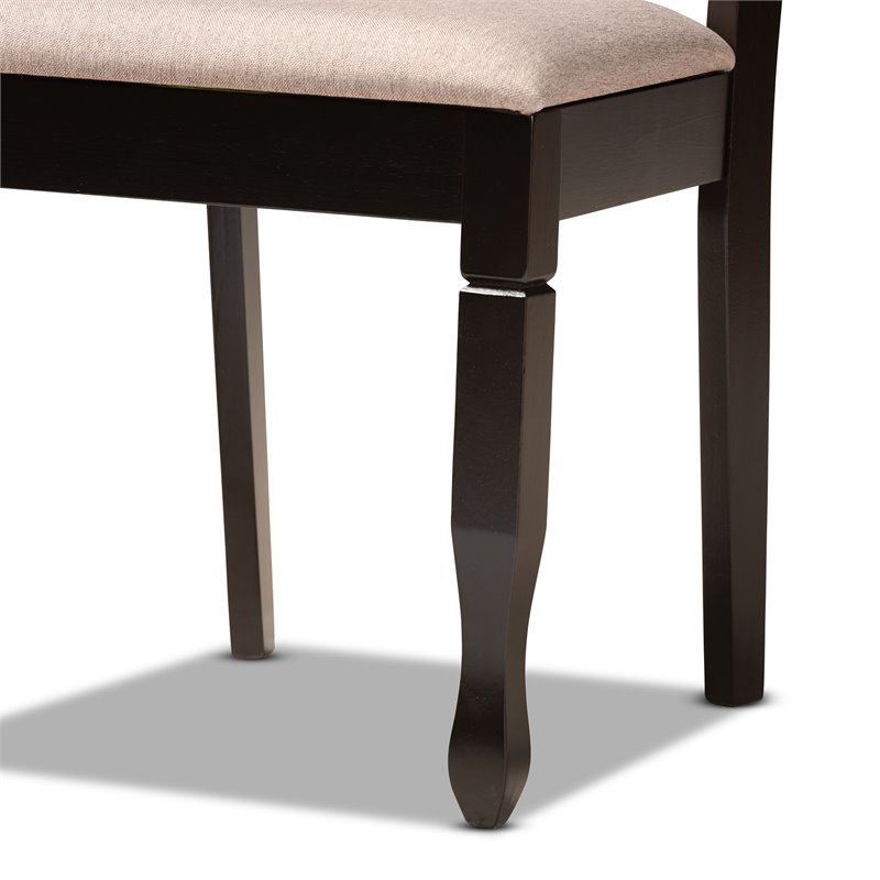 Bowery Hill Sand Fabric and Dark Brown Finished Wood 5-Piece Dining Set