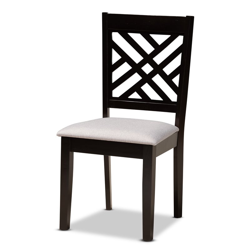 Bowery Hill Gray Fabric and Dark Brown Finished Wood 5-Piece Dining Set