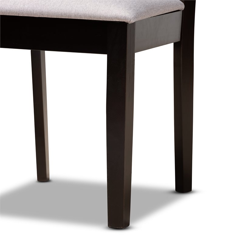 Bowery Hill Gray Fabric and Dark Brown Finished Wood 5-Piece Dining Set