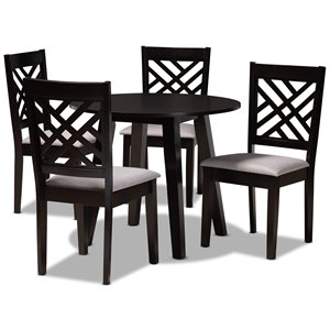 Bowery Hill Gray Fabric and Dark Brown Finished Wood 5-Piece Dining Set