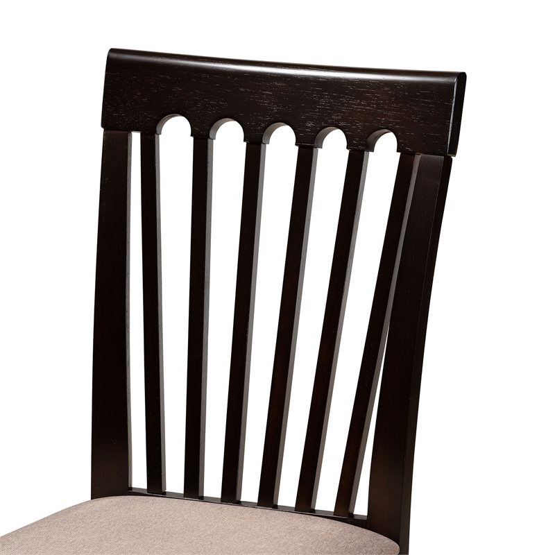 Bowery Hill Sand Fabric and Dark Brown Finished Wood 5-Piece Dining Set