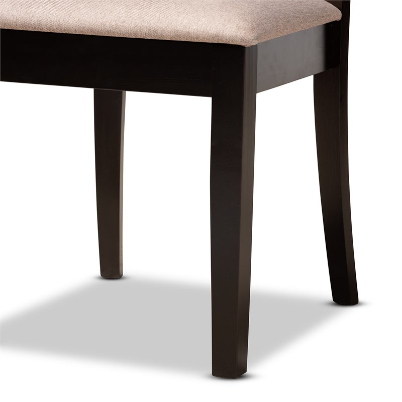 Bowery Hill Sand Fabric and Dark Brown Finished Wood 5-Piece Dining Set