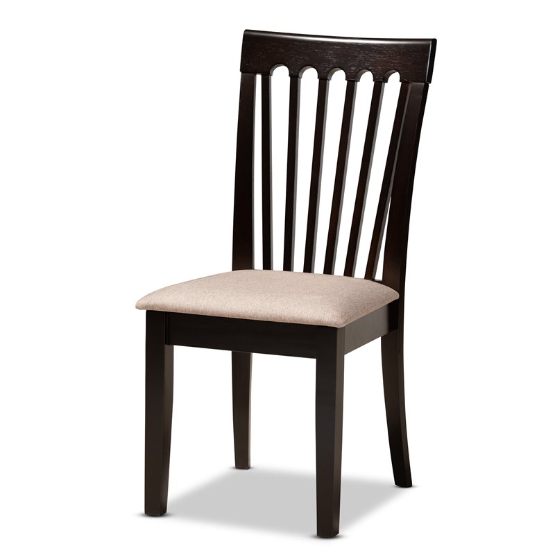 Bowery Hill Sand Fabric and Dark Brown Finished Wood 5-Piece Dining Set