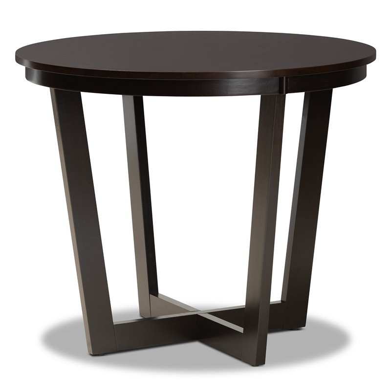 Bowery Hill Sand Fabric and Dark Brown Finished Wood 5-Piece Dining Set