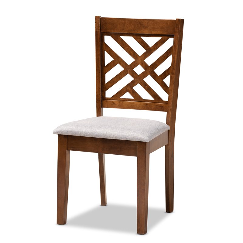 Bowery Hill Gray Fabric Walnut Finished Wood 5-Piece Dining Set