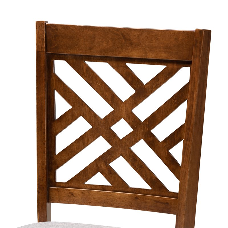 Bowery Hill Gray Fabric and Walnut Finished Wood 5-Piece Dining Set
