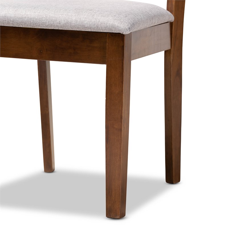 Bowery Hill Gray Fabric and Walnut Finished Wood 5-Piece Dining Set