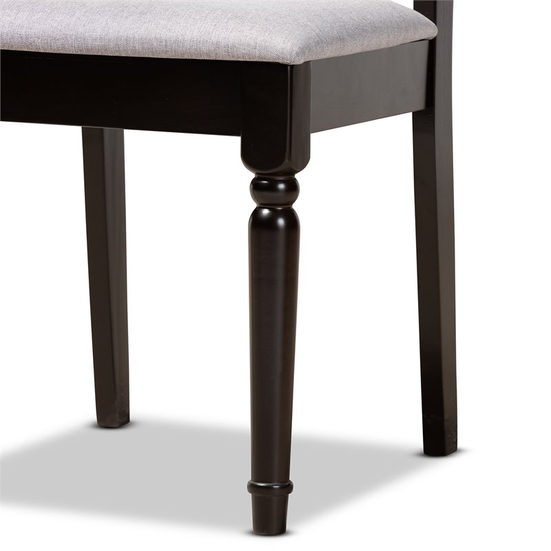 Bowery Hill Gray Fabric and Dark Brown Finished Wood 5-Piece Dining Set