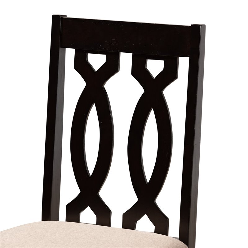 Bowery Hill Sand Fabric and Dark Brown Finished Wood 5-Piece Dining Set