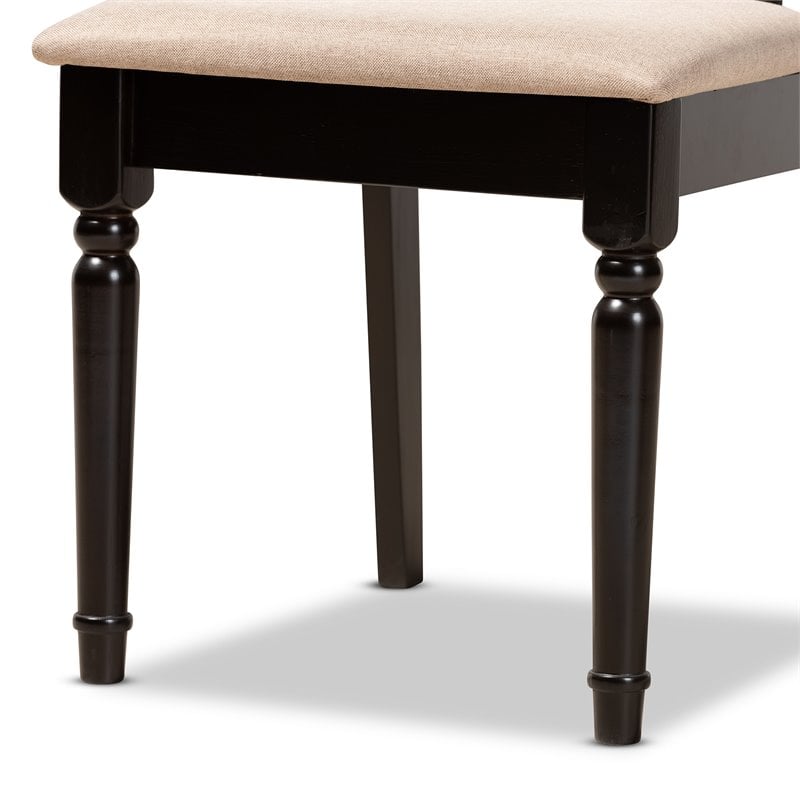 Bowery Hill Sand Fabric and Dark Brown Finished Wood 5-Piece Dining Set