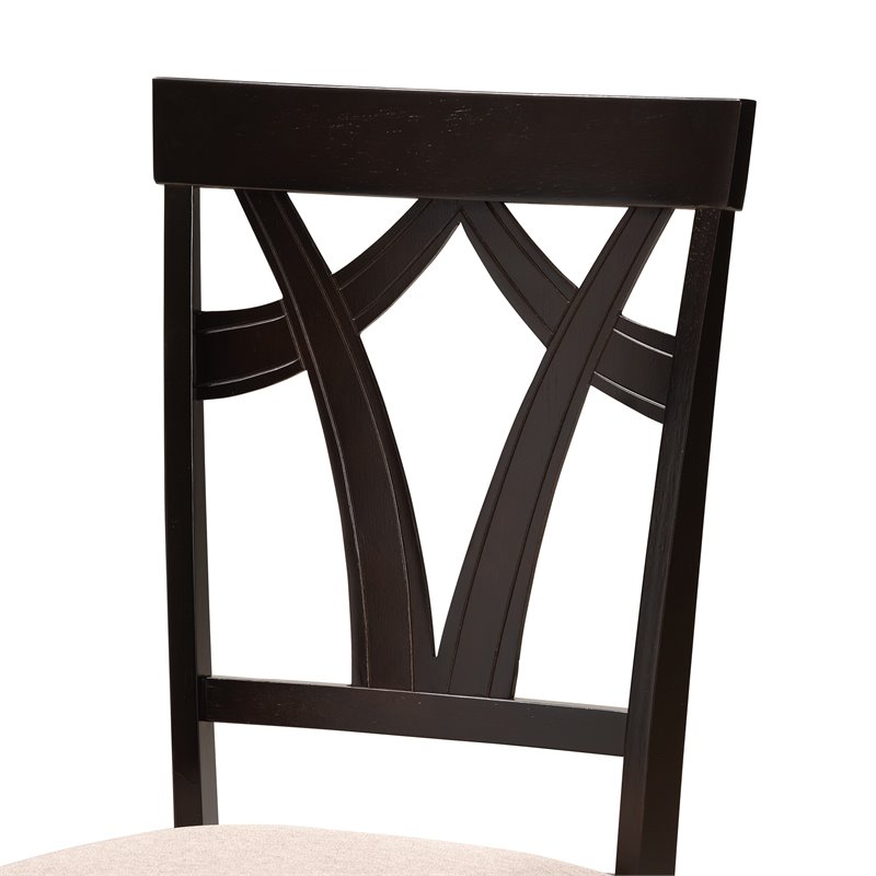 Bowery Hill Sand Fabric and Dark Brown Finished Wood 5-Piece Dining Set
