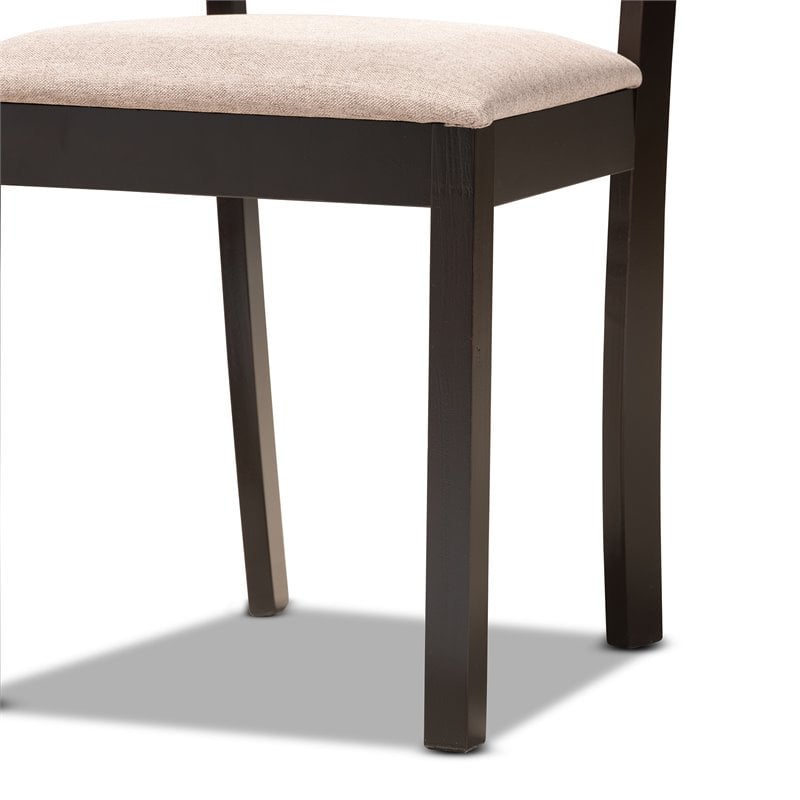 Bowery Hill Sand Fabric and Dark Brown Finished Wood 5-Piece Dining Set