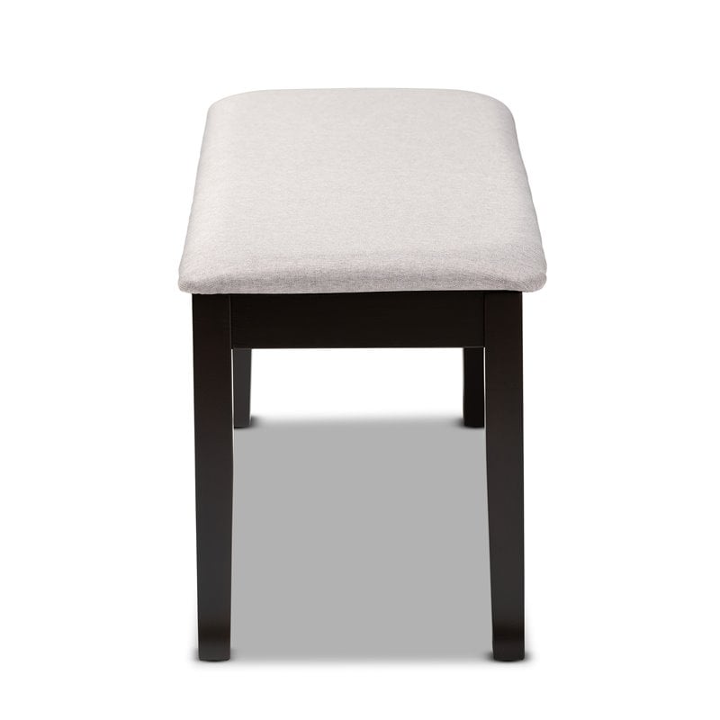 Bowery Hill Gray Fabric and Dark Brown Finished Wood Dining Bench