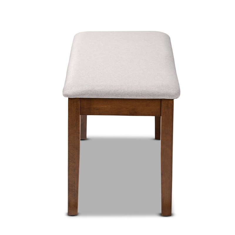 Bowery Hill Gray Fabric and Walnut Finished Wood Dining Bench
