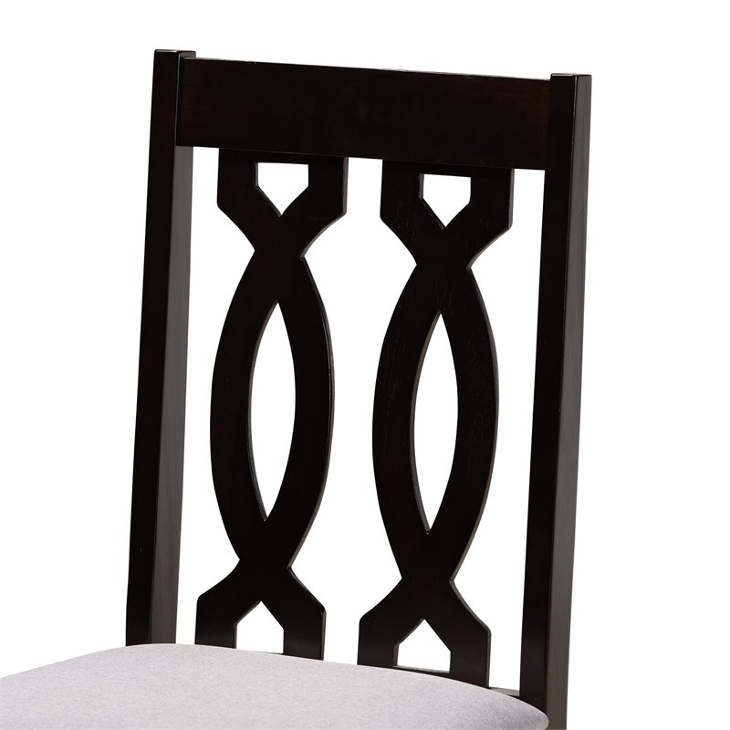 Bowery Hill Gray Fabric and Dark Brown Finished Wood 5-Piece Dining Set