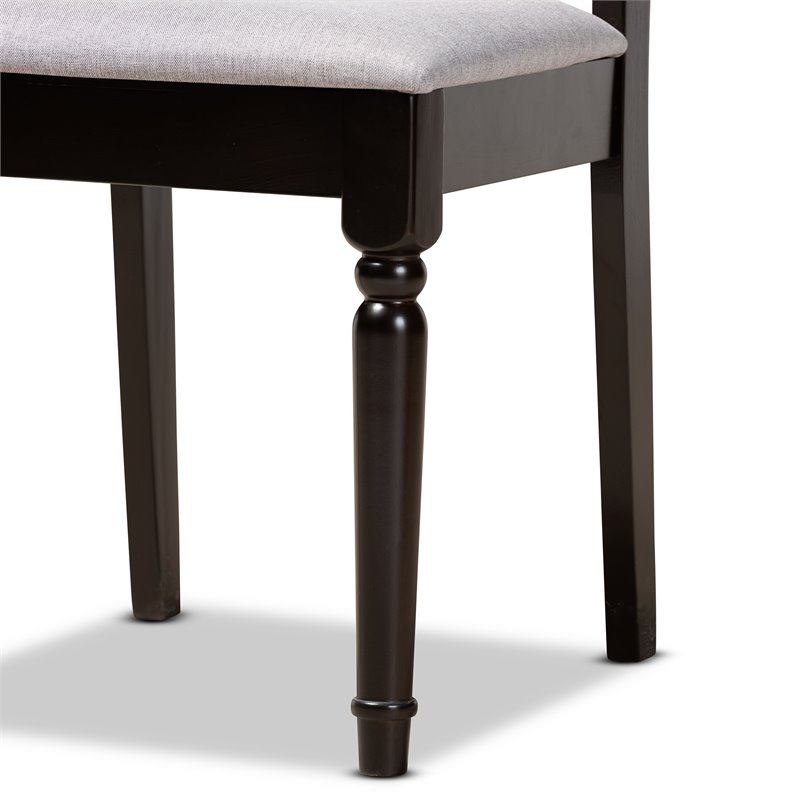 Bowery Hill Gray Fabric and Dark Brown Finished Wood 5-Piece Dining Set
