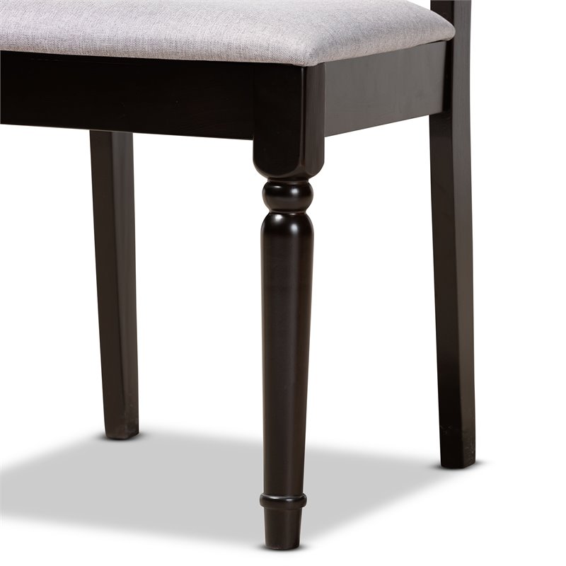 Bowery Hill Gray Fabric and Dark Brown Finished Wood 5-Piece Dining Set