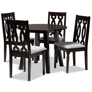 Bowery Hill Gray Fabric and Dark Brown Finished Wood 5-Piece Dining Set
