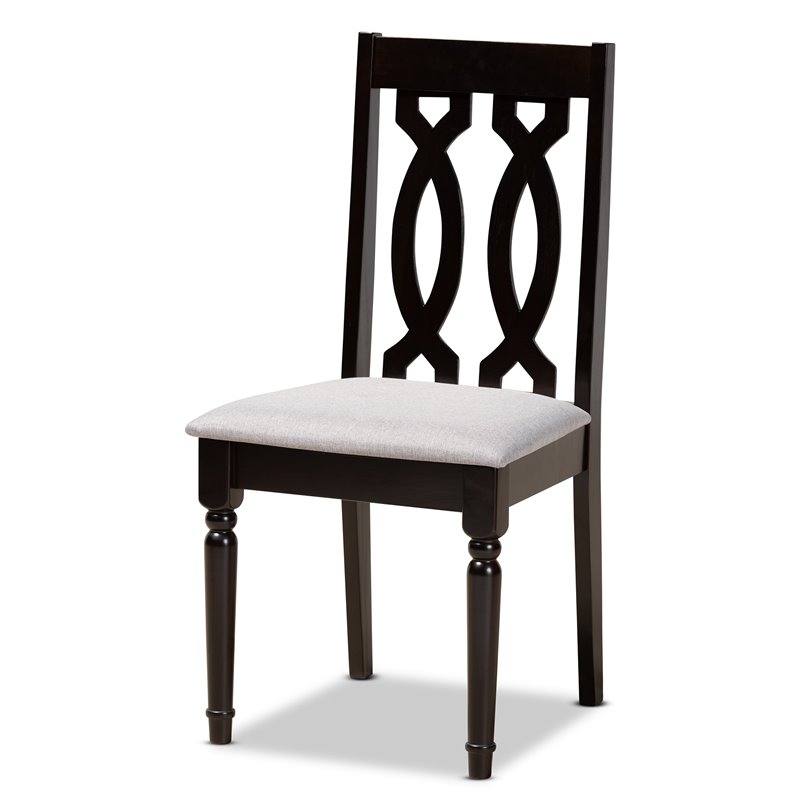 Bowery Hill Gray Fabric and Dark Brown Finished Wood 5-Piece Dining Set