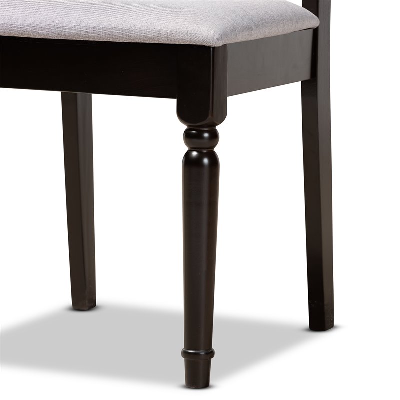 Bowery Hill Gray Fabric and Dark Brown Finished Wood 5-Piece Dining Set