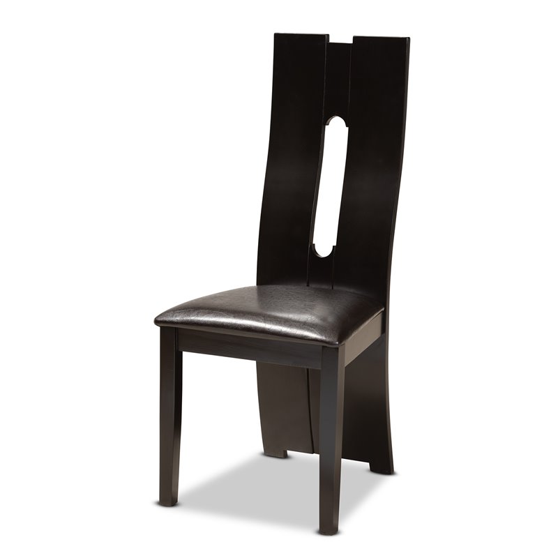 Bowery Hill Dark Brown Faux Leather Wood 5-Piece Dining Set