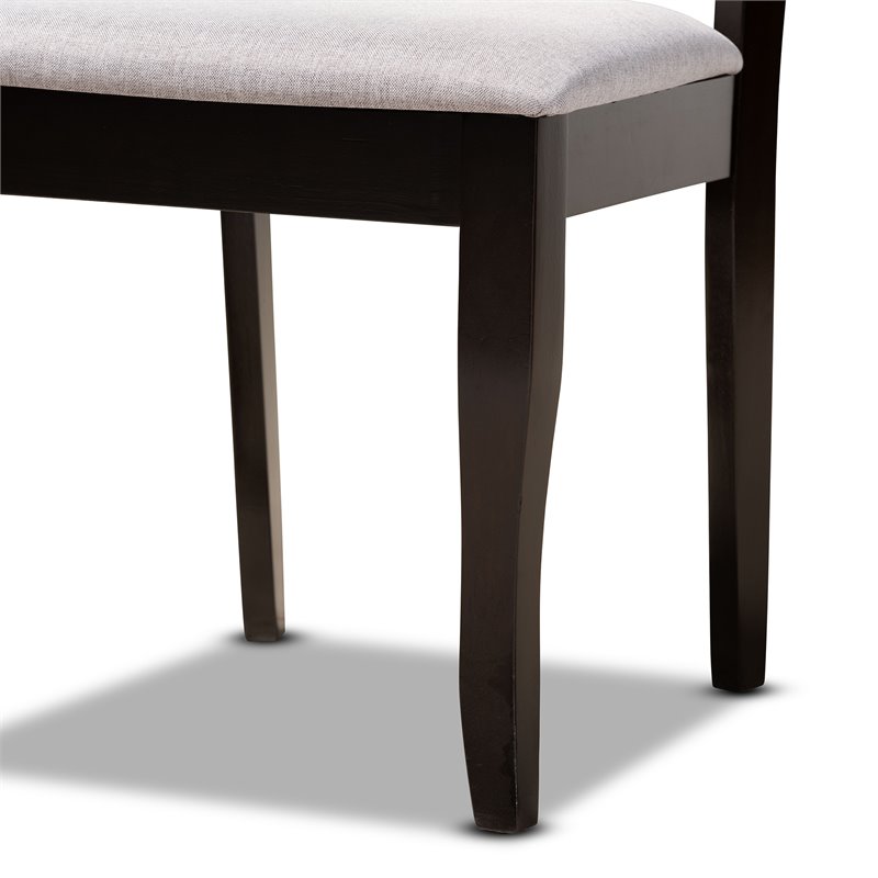 Bowery Hill Gray Fabric and Dark Brown Finished Wood 6-Piece Dining Set