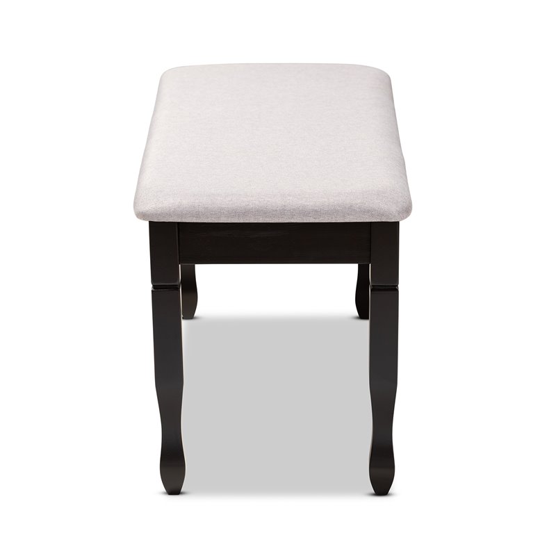 Bowery Hill Modern Grey Upholstered and Brown Finished Wood Dining Bench