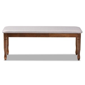 Bowery Hill Grey Upholstered and Walnut Brown Finished Wood Dining Bench