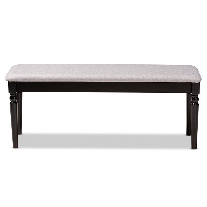 Bowery Hill Modern Grey Upholstered and Brown Finished Wood Dining Bench